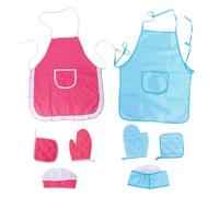 CHROMACRAFT 2 Delantales Infantiles con 2 Gorros De Cocinero, 2 Guantes De Cocina Y 2 Agarraderas, Accesorios para Repostería, Accesorios De Cocina