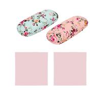 CHROMACRAFT 2 fundas para gafas con estampado de flores, 2 piezas de paño para gafas, estuche duro, funda para gafas de mujer, marco de gafas, funda delgada para gafas, rojo, Talla única