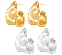 CHROMACRAFT 2 Pares De Aretes para Mujer, Aretes Geométricos Irregulares, Aretes Coles, Aretes con Forma Especial En Forma De C, Aretes con Personalidad De Moda