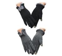 CHROMACRAFT 2 Pares De Guantes Con Lazo, Guantes Térmicos De Terciopelo De Invierno, Guantes De Protección Contra El Frío Para Mujer, Guantes Para Pantalla Táctil, Accesorios Térmicos