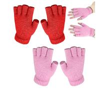 CHROMACRAFT 2 Pares De Guantes De Punto, Guantes Sencillos Lisos De Medio Dedo, Guantes Sin Dedos Para Mujer, Guantes Térmicos De Punto, Guantes Sin Dedos Para Hombre