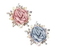 CHROMACRAFT 2 Piezas Broche De Flores De Cristal, Broche De Flores De Tela, Broche De Mujer, Elee Broche De Rosas, Exquisito Pin De Vestido, Broche De Vestido, Pin De Accesorio De Moda