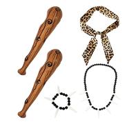 CHROMACRAFT 2 Piezas De Bárbaros Inflables, 1 Pieza De Collar, 1 Pieza De Pulsera Y 1 Pieza De Correa con Estampado De Leopardo, Accesorios De Cosplay, Accesorios De Fiesta