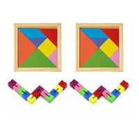 CHROMACRAFT 2 Piezas De Cerraduras De Madera Coloridas, Rompecabezas De Tangram De 2 Piezas, Juguetes De Rompecabezas Flexibles, Juguetes De Empalme Elásticos, Accesorios De Juegos para Niños