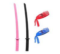 CHROMACRAFT 2 Piezas De Espada Telescópica Katana Negra Y 2 Piezas De Diademas Samuráis, Accesorios para Juegos De rol, Juguetes para Niños, Accesorios Creativos para Vestir Fiestas