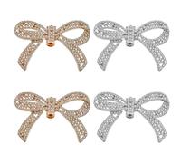 CHROMACRAFT 4 Piezas Clips De Zapatos Con Lazo De Diamantes, Hebillas De Clip De Zapatos Extraíbles, Hebillas De Zapatos De Tacón Alto Para Mujer, Accesorios Para Zapatos