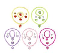 CHROMACRAFT 5 Juegos De Joyas para Niñas, Joyas De Diamantes De Resina, Joyas Bonitas, Joyas con Cole De Corazón, Accesorios De Vestir