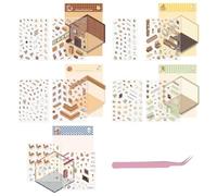 CHROMACRAFT 5 Juegos De Pegatinas De Escena 3D, Pinzas Rosas De 1 Pieza, Pegatinas De Casa 3D DIY, Pegatinas De Cuenta De Escena, Decoración De Pegatinas Creativas