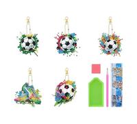 CHROMACRAFT 5 Llaveros De Pintura De Diamantes De Fútbol, Cole De Fútbol De Pintura De Diamantes Coloridos, Decoración Artística De Pintura De Diamantes, Kit De Pintura De Diamantes De Bricolaje
