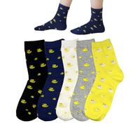 CHROMACRAFT 5 Pares De Calcetines Con Patrón De Pato y Dibujos Animados, Media Pantorrilla, Lindos y Divertidos Para Hombres, Suaves y Transpirables