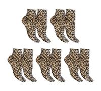 CHROMACRAFT 5 Pares De Calcetines De Mujer Con Estampado De Leopardo, Calcetines Elásticos Transpirables, Ligeros Y Cómodos, Ropa De Vacaciones De Verano A Juego.