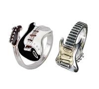 CHROMACRAFT Anillos con Forma De Guitarra De 2 Piezas, Anillos con Elementos De Música Rock, Anillos Ajustables, Anillos Estilo Punk, Anillos con Personalidad De Moda
