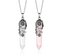 CHROMACRAFT Collar De Cristal De Pilar Hexagonal De 2 Piezas, Collar con Cole Vintage, Collar De Mujer, Accesorios De Ropa, Collar De Estilo Elee