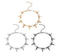 CHROMACRAFT Collar De Remaches De 3 Piezas, Cadena De Clavícula Ajustable, Collares Unisex, Collares Retro Punk, Aleación De Metal De Moda, Accesorios Punk