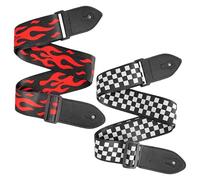 CHROMACRAFT Correas De Guitarra De 2 Piezas, Moda, Accesorios, Anchas, Ajustables, Poliéster, Cuero, Rojo, Blanco Y Negro