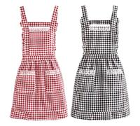 CHROMACRAFT Delantal De Cuadros, 2 Piezas, Resistente Al Aceite para Cocina y Tareas Domésticas - Estilo Retro Clásico para Mujer