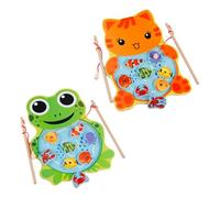 CHROMACRAFT Juguete De Pesca De 2 Piezas para Niños, Juguete De Pez De Madera, Juego De Pesca Magnético con Caña De Pescar, Accesorios Interactivos para Juegos Entre Padres E Hijos