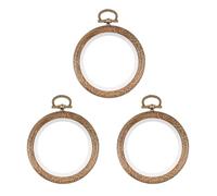 CHROMACRAFT Marco De Bordado De 3 Piezas, Marco De Bordado De Madera De Imitación, Marco Redondo De Punto De Cruz, Anillo De Fijación De Tela De Bordado, Herramientas De Bordado De Bricolaje (10 Cm)