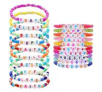 CHROMACRAFT Paquete de 20 pulseras de cuentas, pulseras de moda, pulseras de alfabeto, pulseras de amistad para niñas