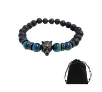 CHROMACRAFT Pulsera De Elemento De Lobo De 1 Pieza Y Bolsa De Joyería De 1 Pieza, Pulsera De Personalidad De Moda, Pulsera De Cuentas, Pulsera De Hombre, Pulsera De Regalo