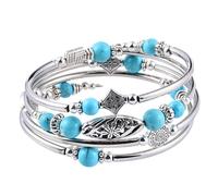 CHROMACRAFT Pulsera Multicapa De 1 Pieza, Pulsera Vintage, Pulsera Apilable, Joyería Boho, Joyería para Mujer