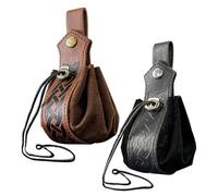 CHROMACRAFT Riñoneras Retro De 2 Piezas, Riñoneras De Cuero PU, Portátiles, Con Cordón, Accesorios De Ropa