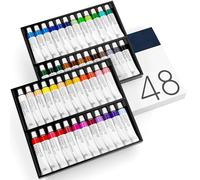 CHROMATEK Juego de pintura de acuarela, 48 tubos de 12 ml de acuarela líquida, colores vibrantes ricamente pigmentados, juego para adultos y principiantes