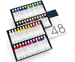 CHROMATEK Juego de pintura de acuarela, 48 tubos de 12 ml de acuarela líquida, colores vibrantes ricamente pigmentados, juego para adultos y principiantes