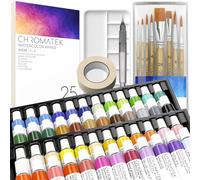 CHROMATEK Juego de pintura de acuarela, kit de 84 piezas para adultos, principiantes y artistas profesionales, 48 tubos (12 ml), bloc de papel de boceto de 25 páginas, 8 pinceles de pintura, Aquapen,