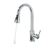 Chrome Kitchen Faucet Deck Mounted Pull Out Spout Sink Mixer Tap Single Level Stream Sprayer Nozzle(Brushed Gold A)