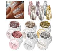 Chrome Platinum Glitter Gel Polish Set 6-Color High Shine Manicure Collection for Sparkling Nails Art Decoration, Long Lasting Shine for Home Use, Daily Wear, Travel, Holiday Styling and