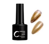 Chrome Powder Top Coat - No Wipe Gel Finish for Mirror Nails | Resin Soak Off UV Formula 7ml, Gloss Sealant Layer, Scratch Resistant Shine Protector for Home Salon Women