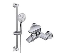 Chrome Shower Set Rain Shower Shower Wall Mounted Circular Chrome Bathroom Shower Mixer Shower Mixer System Set with Adjustable Shower Rail Shower System Made of Stainless Steel 30