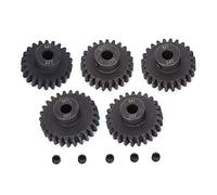 Chrome Steel Motor Gear Kit 5mm Inner Hole, RC Motor Gear Set with 22T 23T 24T 25T 26T Hard Anodized Gears for 1/8 RC Model Car Brushless Motor, Includes M4 Screws