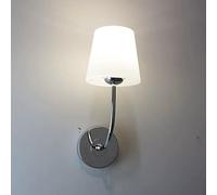 Chrome Vanity Lighting White Glass Wall Sconce Vintage Cylindrical Bedside Reading Wall Lamp, Creative Milk White Glass Home Decor Lighting Fixture For Bedroom, E27