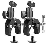 ChromLives 2Pack Montaje de Abrazadera de cámara Cabeza de Bola- Súper Abrazadera y Mini Cabeza de Bola Zapata Caliente con 1/4"-20 Tornillo para Monitor, Luces LED, Flash, micrófono y más
