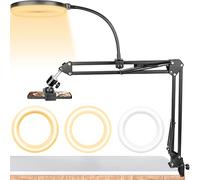 ChromLives Overhead Phone Mount with Ring Light, Overhead Tripod Phone Holder Mount for Video Recording, Flexible Articulating Arm Overhead Phone Stand Top Down Camera Mount with Light