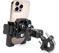 ChromLives Soporte Móvil Moto con Doble Amortiguador Soporte Móvil Bicicleta Antirrobo 360°Rotación Brazo Extensible Metálico para iPhone 16 15 14 13 12 Pro MAX/Plus/Mini, Samsung, Huawei, Smartphone