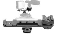 ChromLives Soporte para barra de extensión de zapata caliente, soporte de extensión de flash para zapata fría, soporte de flash doble recto compatible con Nikon Canon, Sony Olympus,DSLR videocámara DV