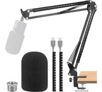 ChromLives Soporte para micrófono Razer Seiren x Soporte para brazo de micrófono Razer con protector de viento de espuma, filtro pop y protector de cable, adaptador de tornillo 5/8 adecuado para