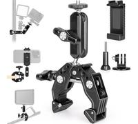 ChromLives Super Pinza con Brazo de Bola de 360°, Pinza Súper con Zapata Fría, Rosca de 1/4", Adaptador de Cámara de Acción, Soporte Barra Transversal,Compatible con Gopro, Cámara, Teléfono, Insta360