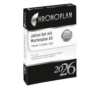 Chronoplan 50206 Agenda 2026 (juego anual A5 (148 x 210 mm), calendario de repuesto para agenda, planificador diario, ideal para planificación diaria detallada, 1 día en 2 páginas, con orificio