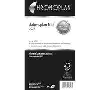 Chronoplan 50507 - Calendario 2027 (plan anual midi (96 x 172 mm), calendario de repuesto para agenda para planificación anual clara, 1 mes en 1 página para abrir con plegado Leporello, color blanco