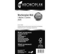 Chronoplan 50545 - Recambio para calendario 2025 (semanario mediano (96 x 172 mm), ideal para planificación semanal detallada, 1 semana en 2 páginas en columnas, con orificio universal), color blanco