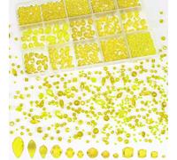 CHRORINE 2000 cuentas de cristal para hacer joyas, 13 estilos de cuentas de cristal, suministros de fabricación de joyas para manualidades hechas a mano, collares, pulseras, aretes (amarillo)