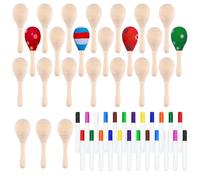 CHRORINE 24/36 piezas de maracas de madera para niños, juego de bricolaje con 24 piezas de bolígrafos de colores, instrumentos musicales de maracas para el Cinco de Mayo, fiesta mexicana (36)