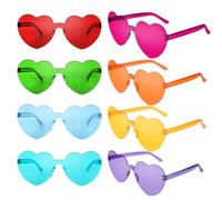 CHRORINE 8/16/24 pares de gafas de sol en forma de corazón sin montura, lentes transparentes en colores caramelo para regalos (8, varios colores)