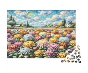 Chrysanthemum Puzzle for Adults & Age 14 Up Mixed Flowers in Village Field Fun Present & Activity for Home Gift 52x38cm/1000pcs