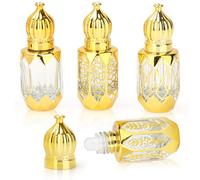 CHSEEO 4 Pcs Vintage Cristal Botellas Roll On, 6 ml Árabes Perfumes para Aceites Esenciales Rellenable Vacías Pequeñas Botellas, para Cosméticos aceites esenciales perfumes Aromaterapia Masajes