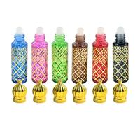 CHSEEO 6 Pcs Vintage Cristal Botellas Roll On, 8 ml Árabes Perfumes para Aceites Esenciales Rellenable Vacías Pequeñas Botellas, para Cosméticos aceites esenciales perfumes Aromaterapia Masajes